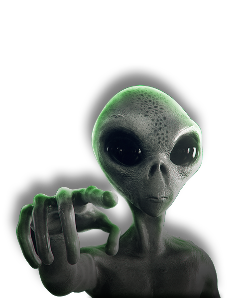 Alien reaching towards the screen.